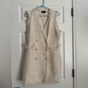 Trixxi Cream Tweed Sleeveless Mini Dress